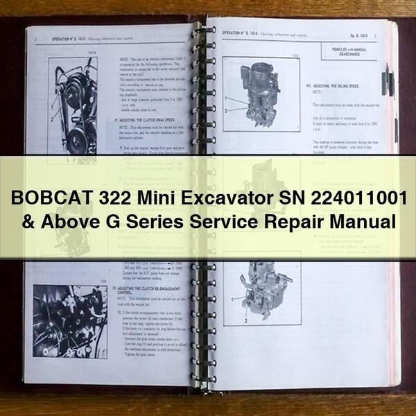 BOBCAT 322 Mini Excavator SN 224011001 & Above G Series Service Repair Manual