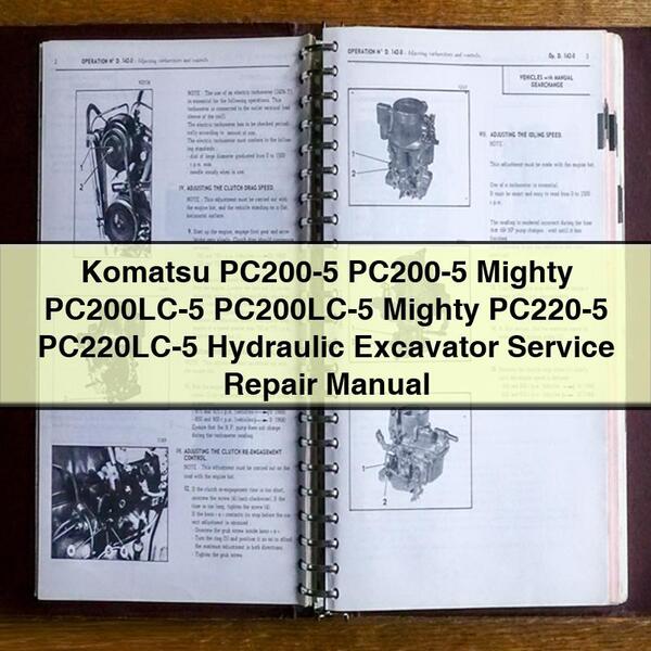 Manual de servicio y reparación de excavadoras hidráulicas Komatsu PC200-5 PC200-5 Mighty PC200LC-5 PC200LC-5 Mighty PC220-5 PC220LC-5