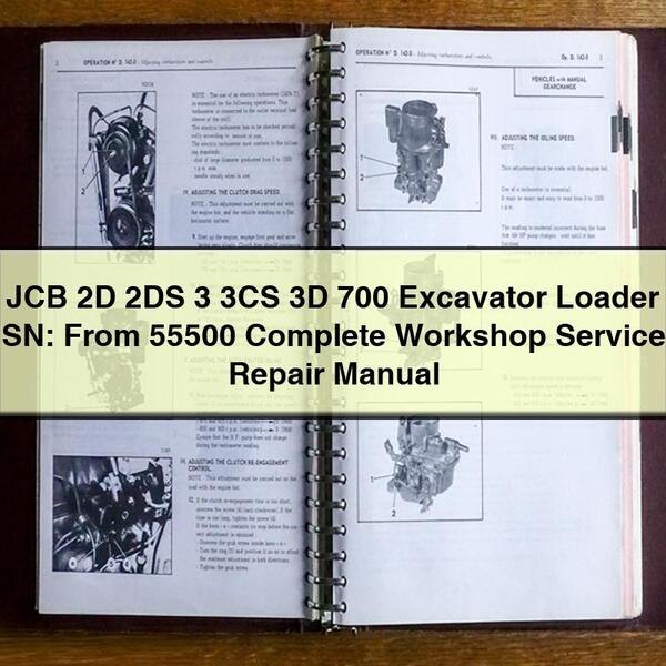 JCB 2D 2DS 3 3CS 3D 700 Excavator Loader SN: From 55500 Complete Workshop Service Repair Manual