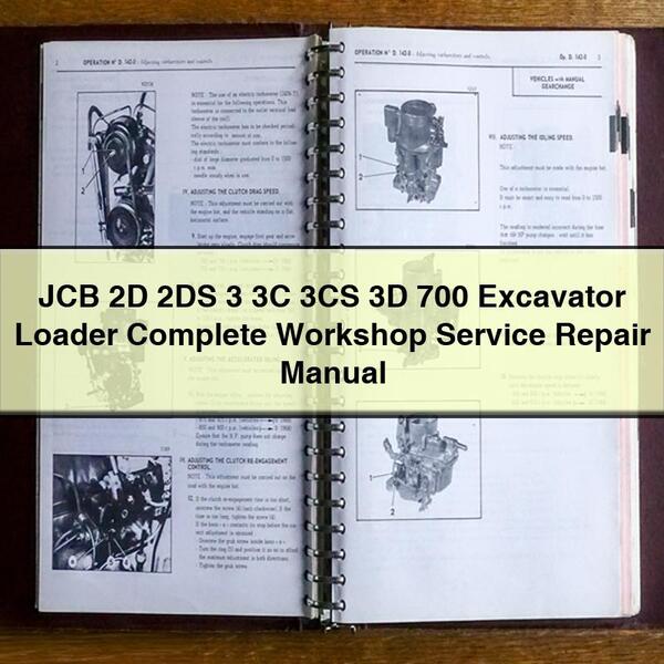 Manual completo de reparación y servicio de taller de excavadoras cargadoras JCB 2D 2DS 3 3C 3CS 3D 700