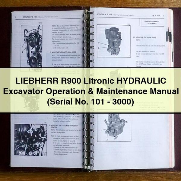 Manuel d'utilisation et d'entretien de la pelle hydraulique LIEBHERR R900 Litronic (numéro de série 101-3000)