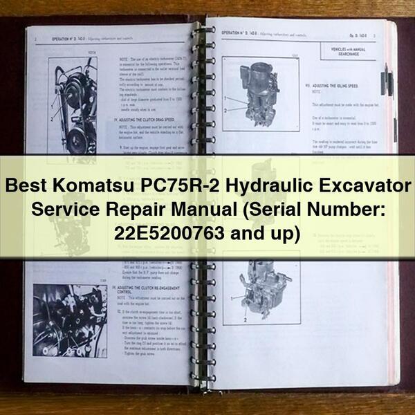 Mejor manual de servicio y reparación de excavadora hidráulica Komatsu PC75R-2 (número de serie: 22E5200763 y posteriores)