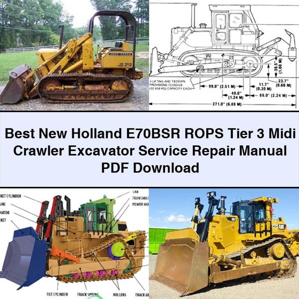 Mejor manual de servicio y reparación de excavadora de cadenas New Holland E70BSR ROPS Tier 3 Midi