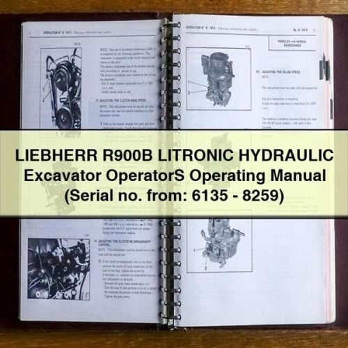 Manuel d'utilisation de l'excavatrice LIEBHERR R900B LITRONIC HYDRAULIC (Numéro de série de : 6135 - 8259) Téléchargement PDF