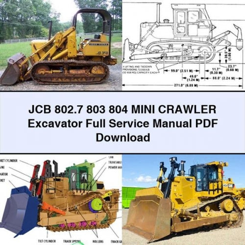 Manual de servicio y reparación completo de miniexcavadoras de cadenas JCB 802.7 803 804