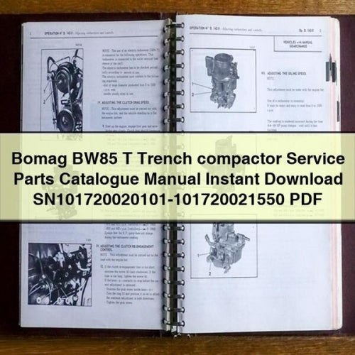 Catalogue de pièces détachées pour compacteur de tranchées Bomag BW85 T SN101720020101-101720021550