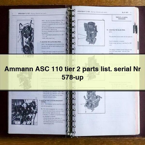 Lista de piezas Ammann ASC 110 nivel 2. número de serie 578 en adelante