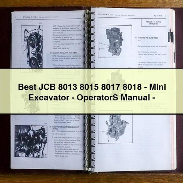 Best JCB 8013 8015 8017 8018 - Mini Excavator - OperatorS Manual - PDF Download