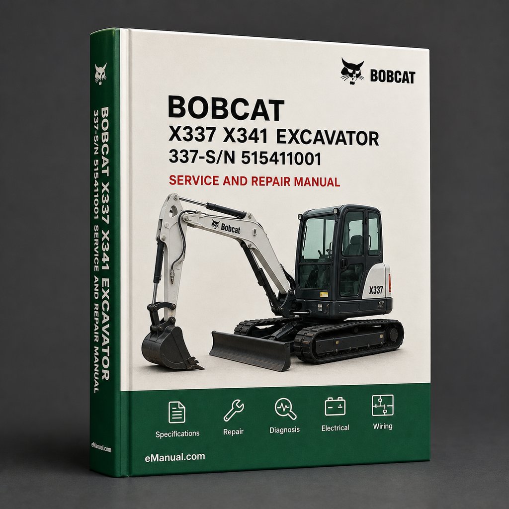 Bobcat X337 X341 Excavator Service Repair Manual (337-S/N 515411001 & Above 341-S/N 230611001 & Above)