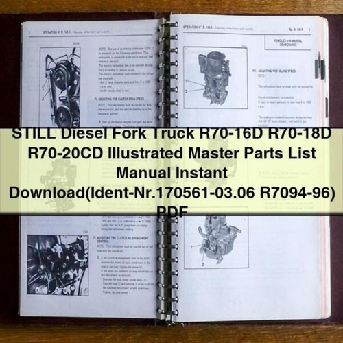 STILL DIESEL FORK Truck R70-16D, R70-18D, R70-20CD Illustrated Master Parts List Manual PDF